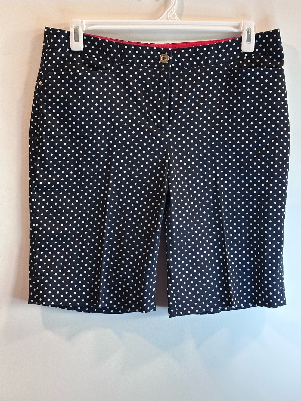Jones New York Women Navy Polka Dot Bermuda Shorts